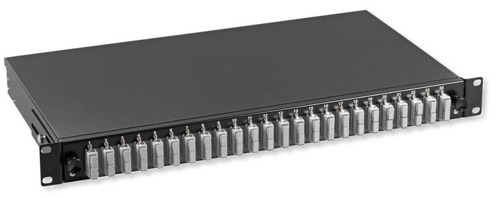 Cassetto ottico 19" 1HE 24 bussole SC Duplex multimodale OM2 nero - OEM ILWL SB-DT-24SCDM