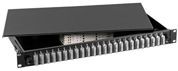 Cassetto ottico 19" 1HE 24 bussole SC Duplex multimodale OM2 nero - OEM ILWL SB-DT-24SCDM
