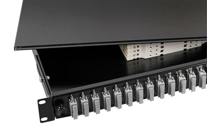 Cassetto ottico 19" 1HE 24 bussole SC Duplex multimodale OM2 nero - OEM ILWL SB-DT-24SCDM