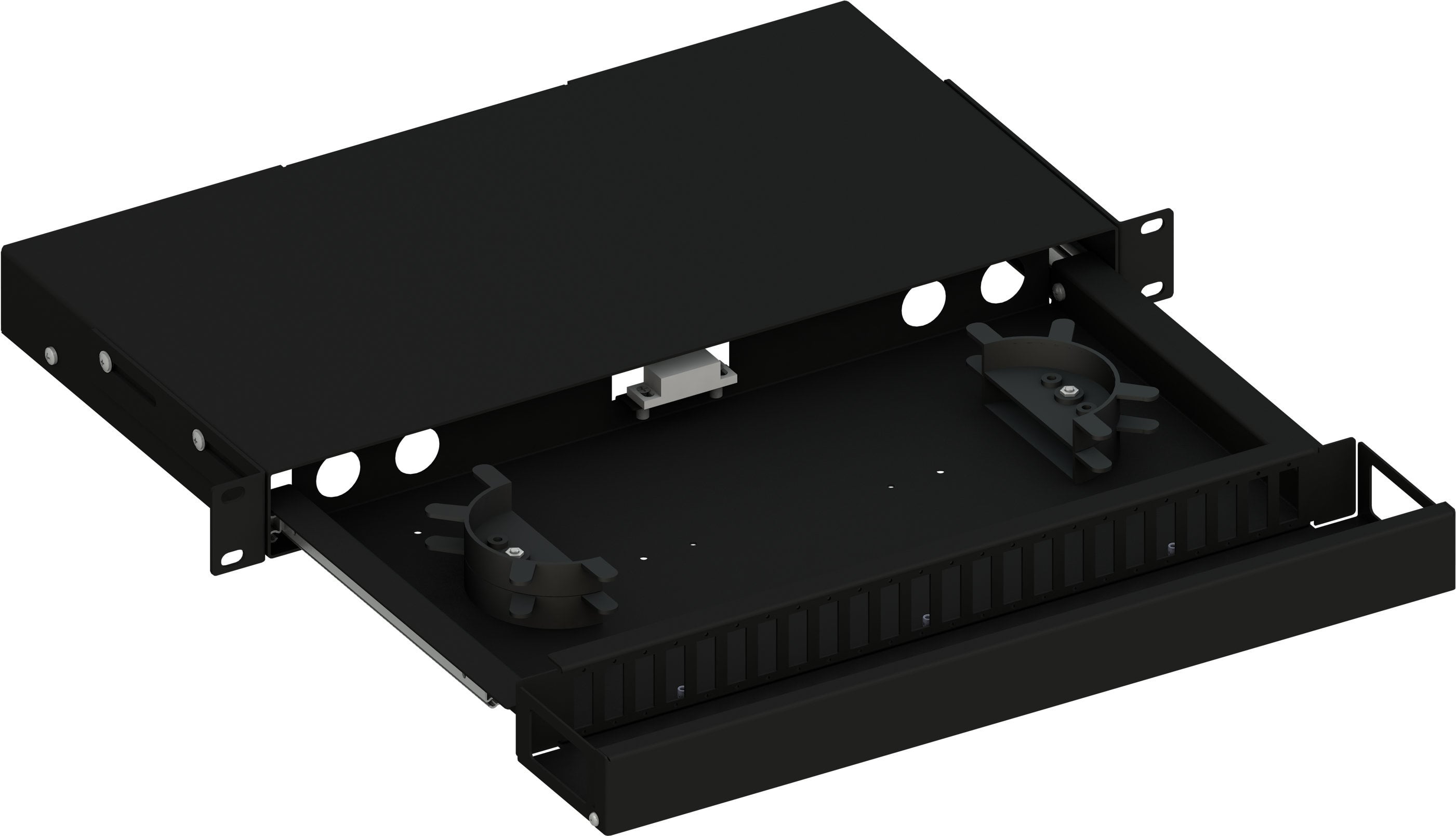 Cassetto Ottico 19'' Scorrevole con Piastra Frontale per 24 Bussole SC Duplex, Nero - Techly Professional ILWL SBE-24SCDB