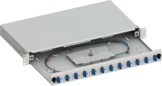 Cassetto Ottico 19'' 1HE Scorrevole 12 Bussole e 24 Pigtails LC Duplex OS2 Grigio - Techly Professional ILWL SBP-12LCOS2G