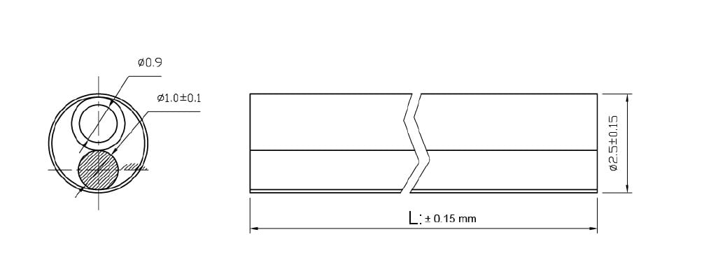 Coprigiunto Manicotto Termorestringente per Fibra Ottica 45mm - ILWL-TUBE45