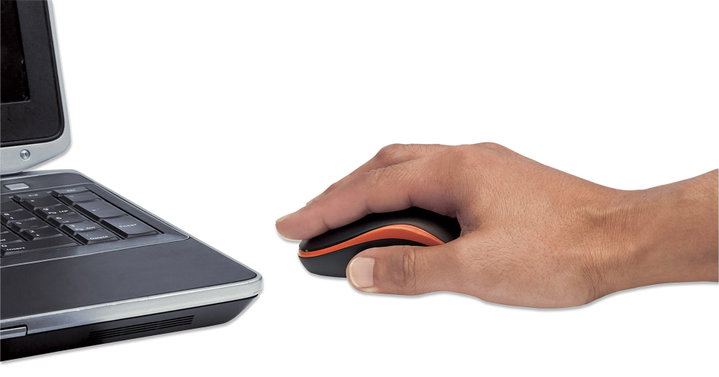 Mouse Wi-Fi Wireless 1000 Dpi Black/Orange - Manhattan IM 1000 -WL-BOR