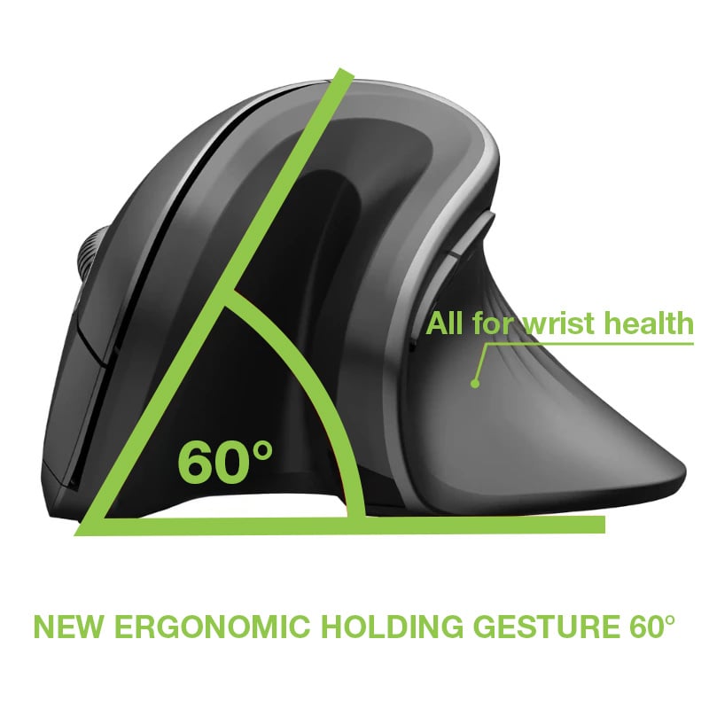 Mouse Verticale Ottico Wireless 3200 Dpi Ergonomico - Techly IM 1100-VM-B