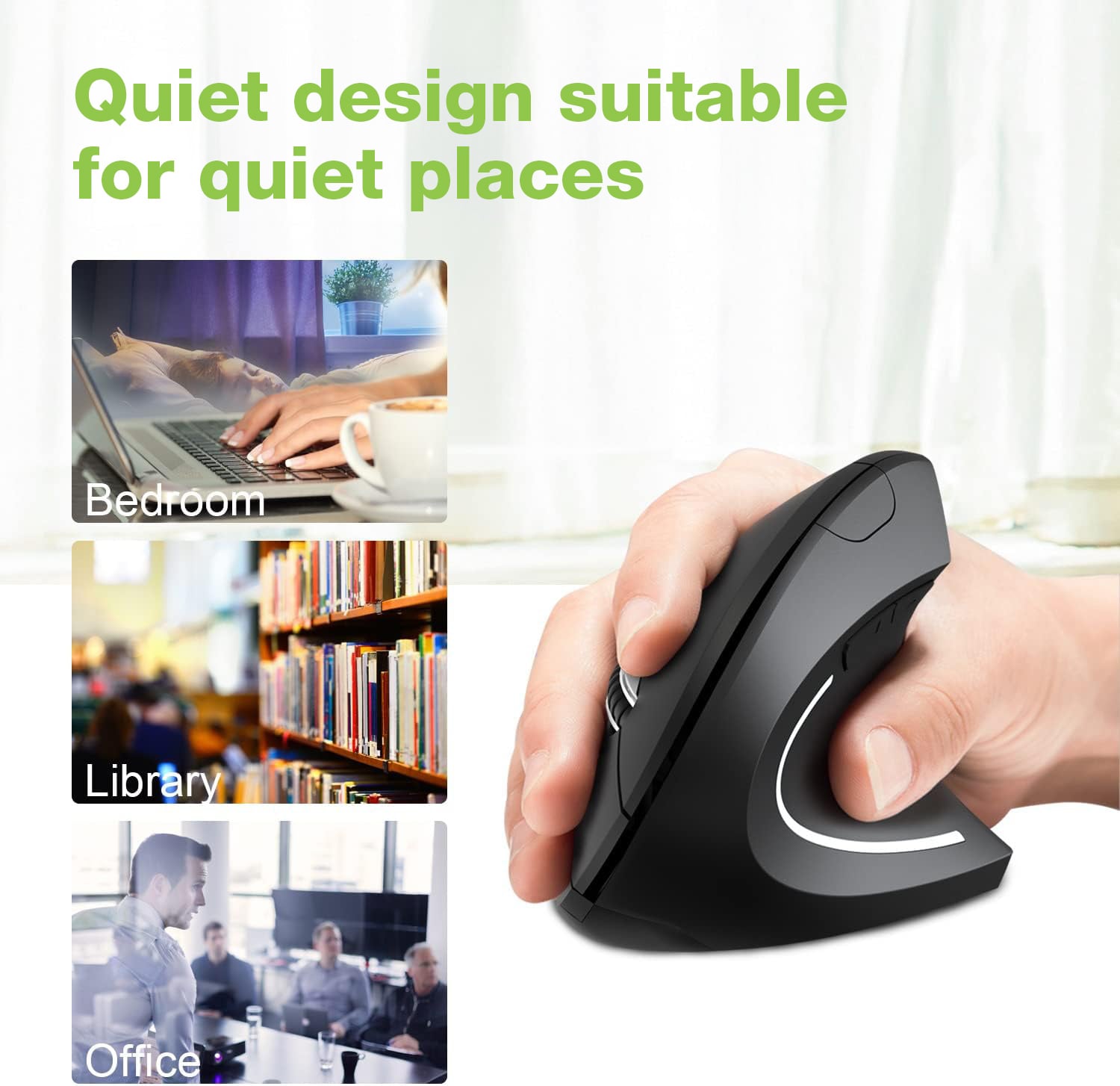 Mouse Verticale Ottico Wireless 1600 Dpi Ergonomico - Techly IM 1200-VM-B