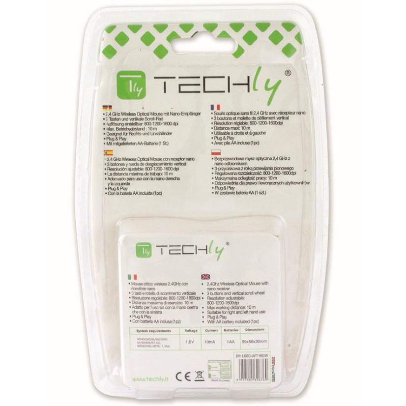Mouse Ottico Wireless 1600 Dpi Nero/Verde - Techly IM 1600-WT-BGW