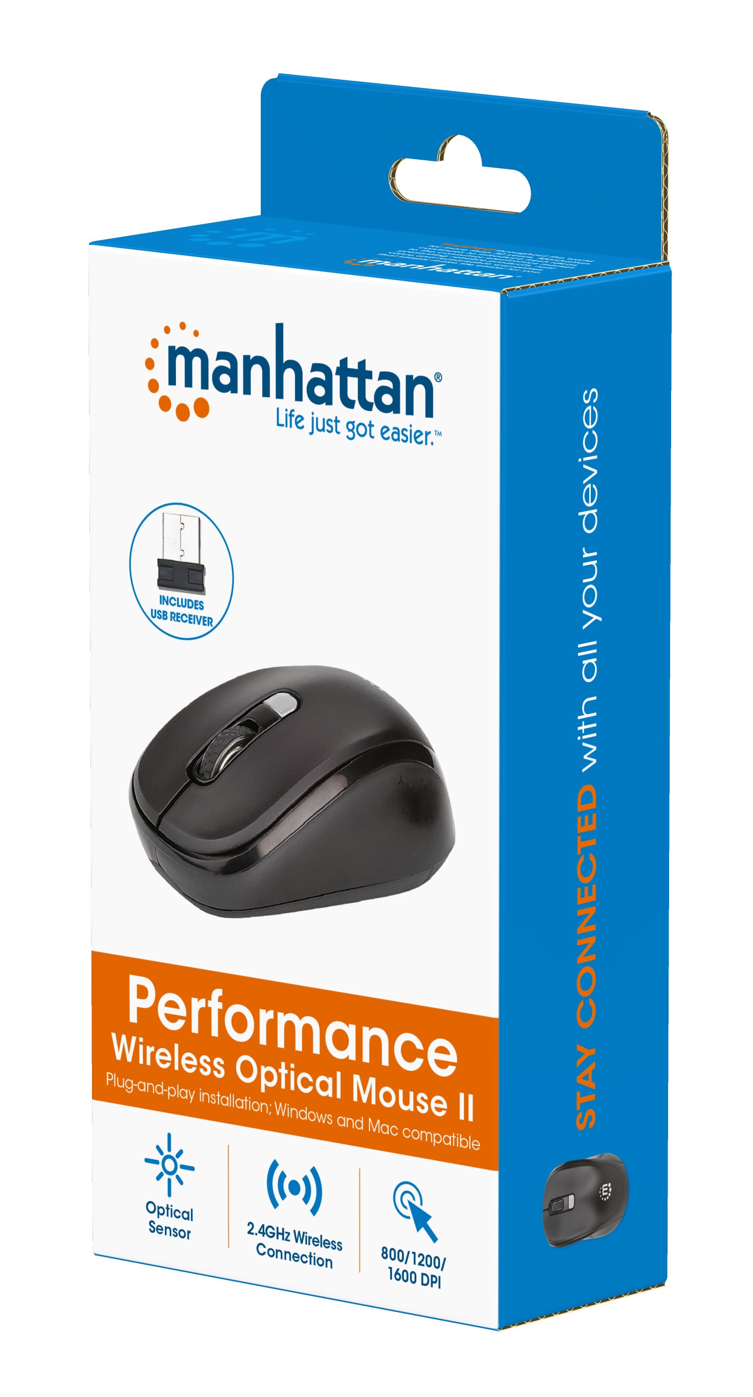 Mouse Ottico Wireless 1600 Dpi Nero, Performance II - Manhattan IM 179-WL-B