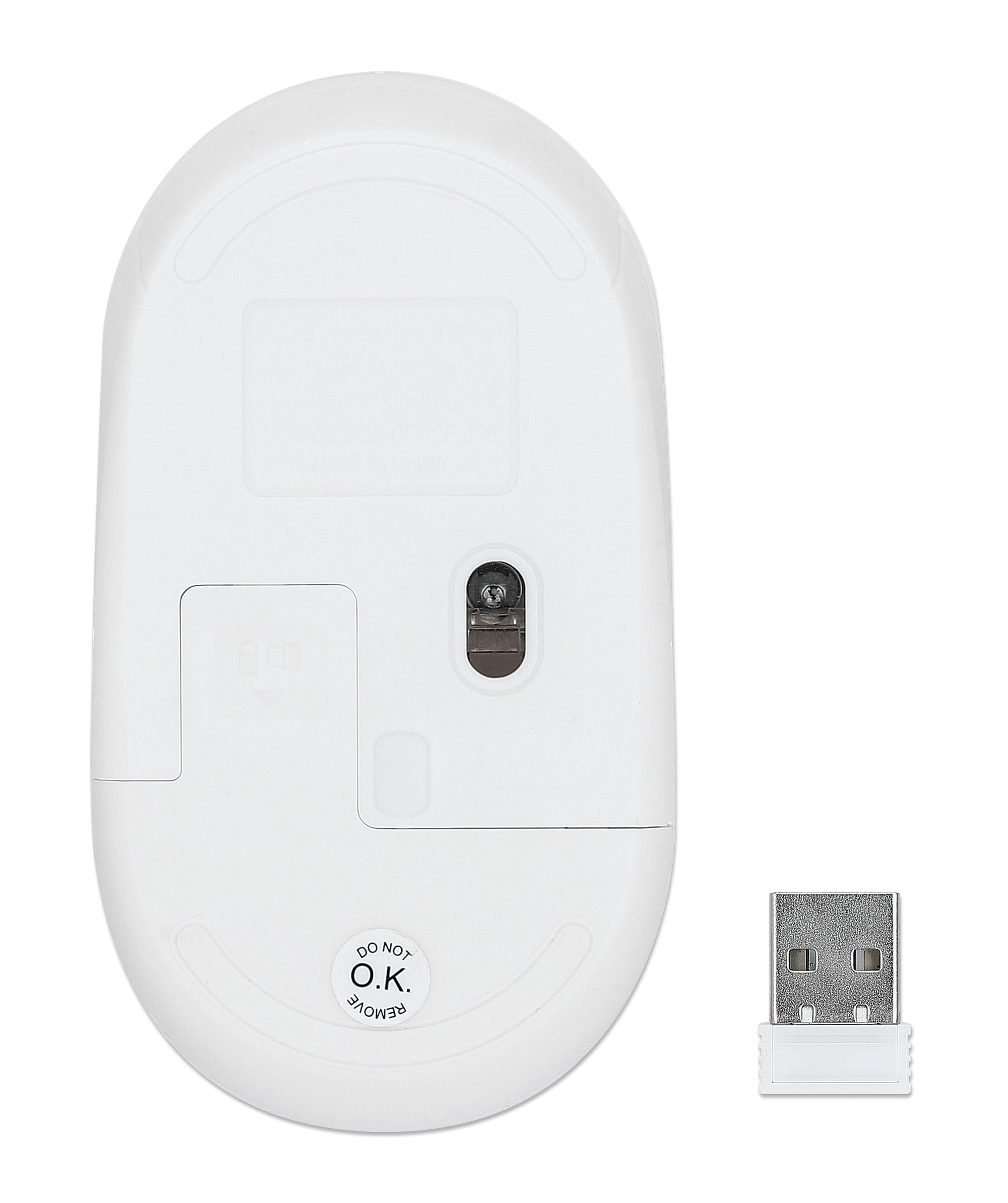 Mouse Ottico Wireless USB 1000 Dpi Bianco, Performance III - Manhattan IM 190-1200WWH