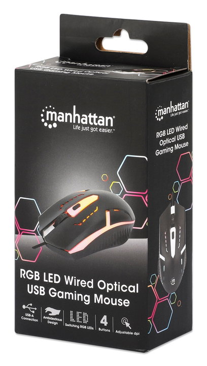Mouse Ottico USB Gaming 1500 Dpi LED RGB - Manhattan IM 190-1500-RGB