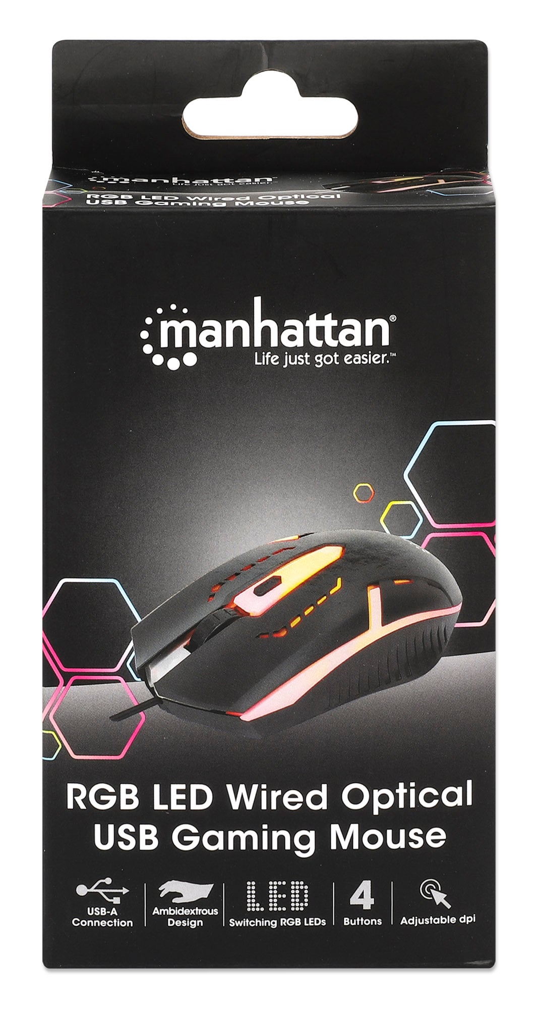 Optical Mouse USB Gaming 1500 Dpi LED RGB - Manhattan IM 190 - 1500 -RGB