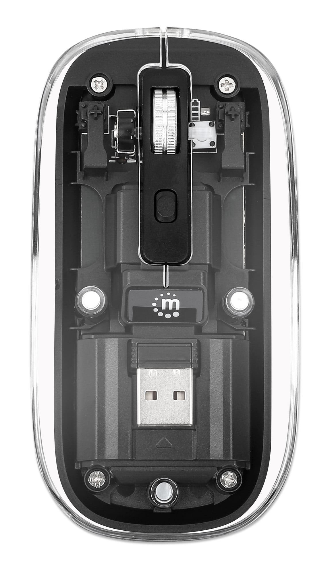 Mouse Ottico Wireless 1600 Dpi con Micro Ricevitore USB Nero Trasparente - Manhattan IM 190-TRANSP-BK