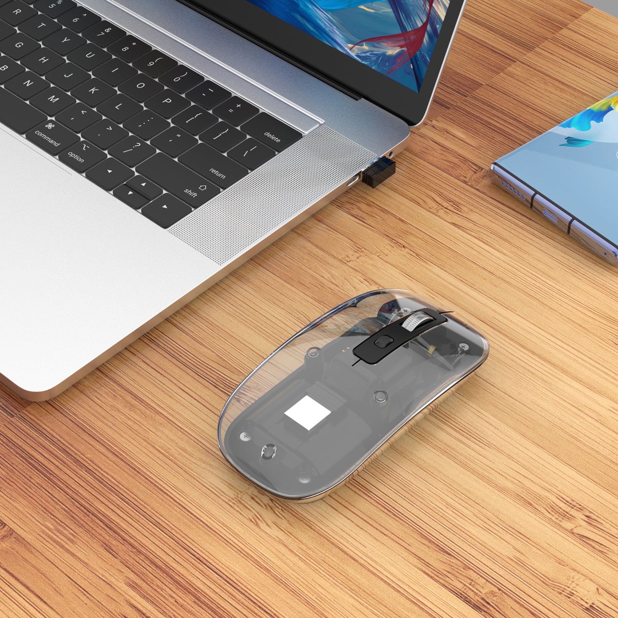 Mouse Ottico Wireless 1600 Dpi con Micro Ricevitore USB Nero Trasparente - Manhattan IM 190-TRANSP-BK