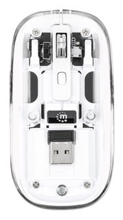 Mouse Ottico Wireless 1600 Dpi con Micro Ricevitore USB Bianco Trasparente - Manhattan IM 190-TRANSP-WH