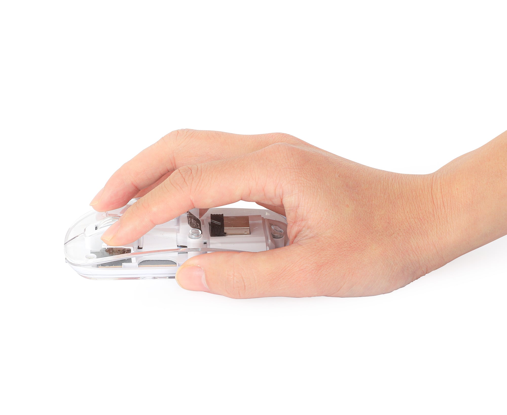Mouse Ottico Wireless 1600 Dpi con Micro Ricevitore USB Bianco Trasparente - Manhattan IM 190-TRANSP-WH