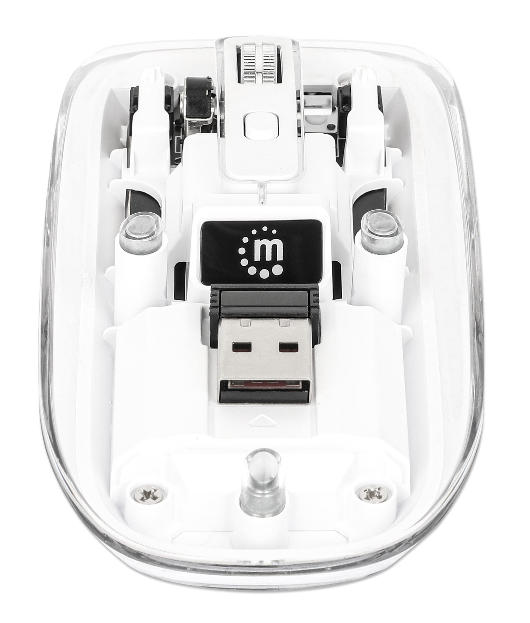Mouse Ottico Wireless 1600 Dpi con Micro Ricevitore USB Bianco Trasparente - Manhattan IM 190-TRANSP-WH