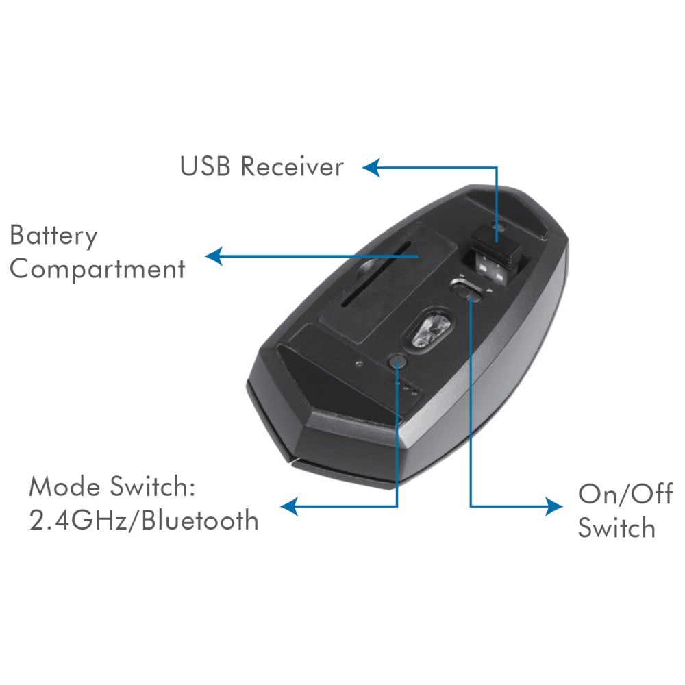 Mouse Bluetooth v4.2 Wireless 2.4GHz Dual-Mode 1200 dpi Nero - Logilink IM 191-BTW-B