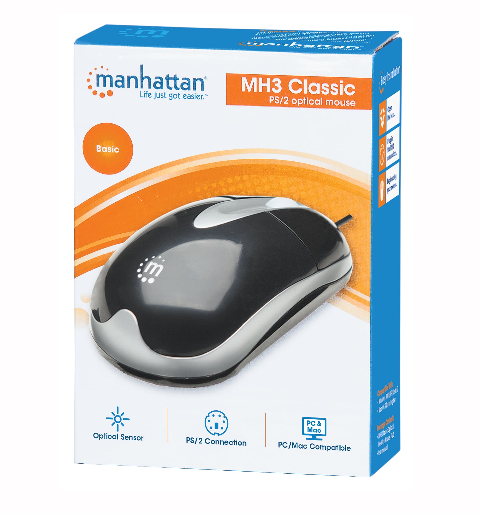 Mouse Ottico PS2 1000 Dpi Nero, MH3 - Manhattan IM 900-P-PS2