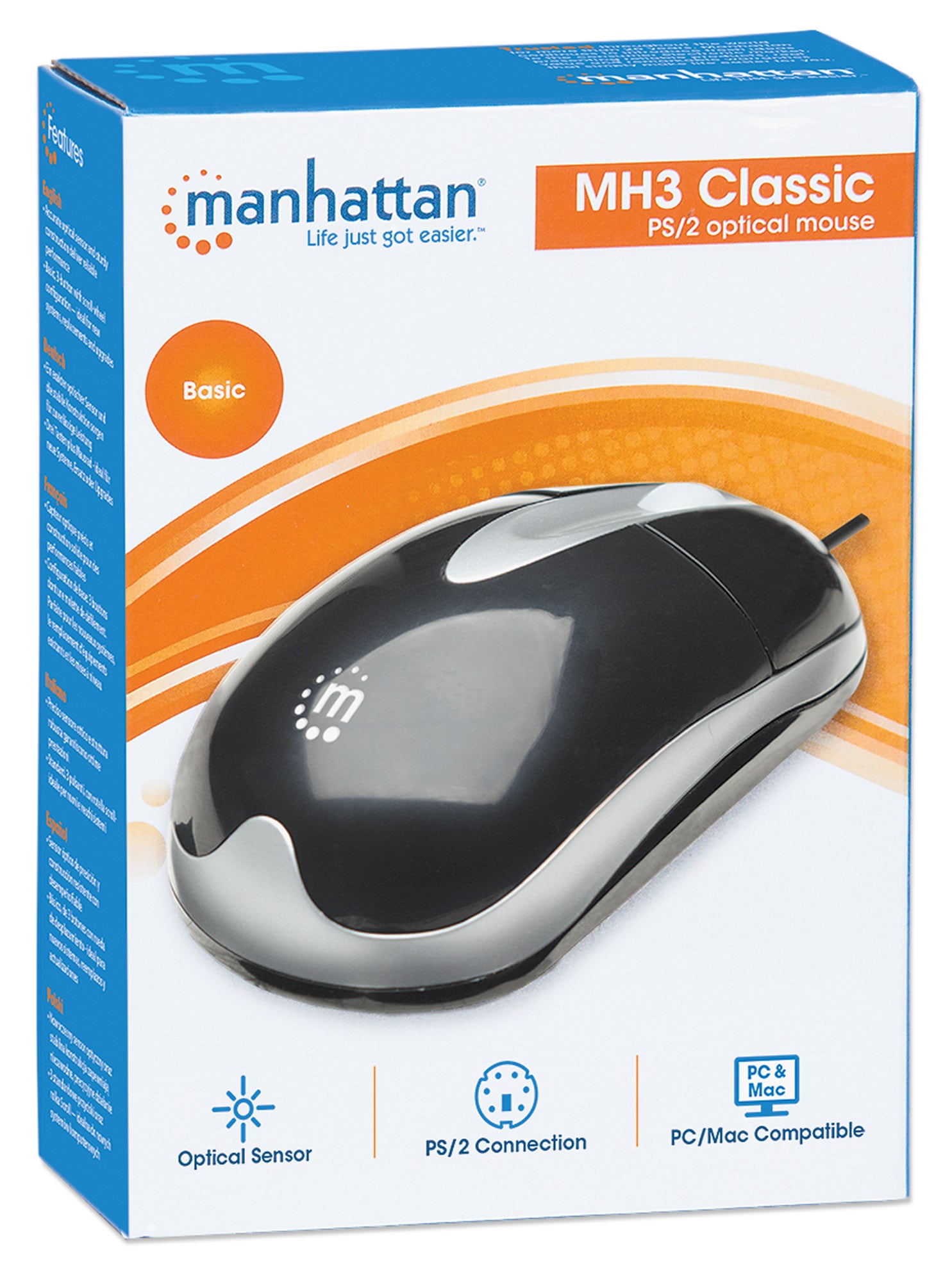 Mouse Ottico PS2 1000 Dpi Nero, MH3 - Manhattan IM 900-P-PS2