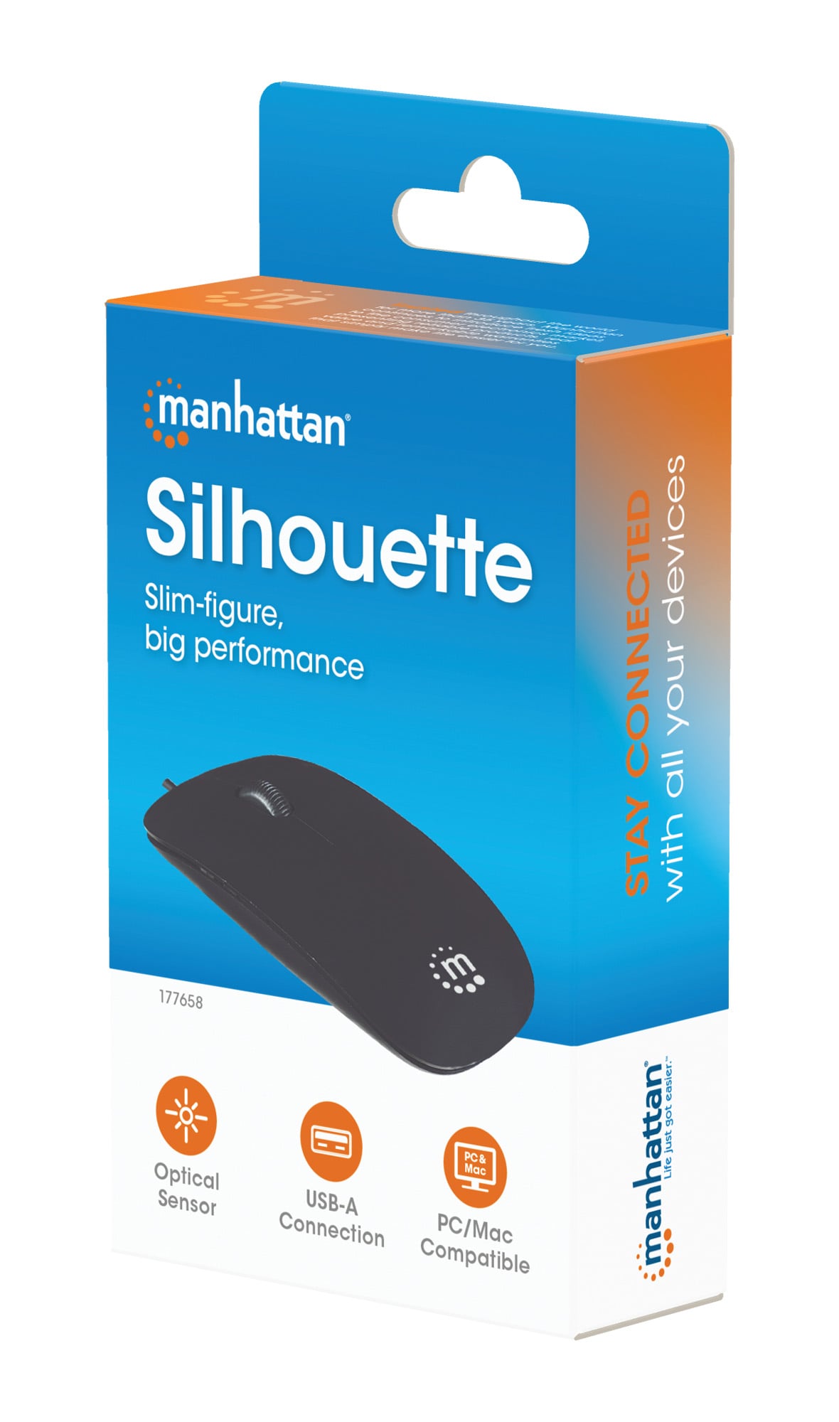 Mini Mouse Ottico USB Silhouette 1000 Dpi Nero - Manhattan IM 900-U-SLB
