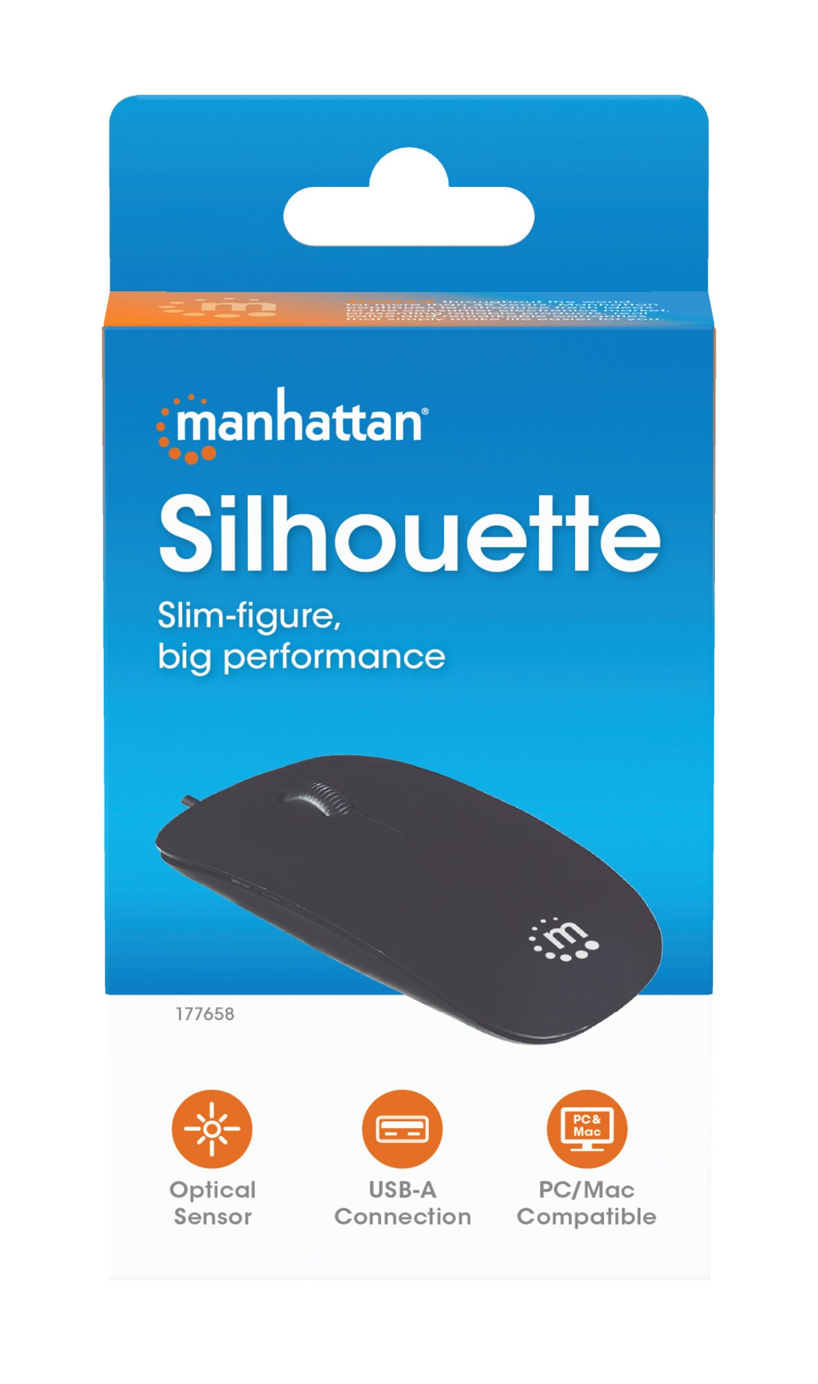 Mini Mouse Ottico USB Silhouette 1000 Dpi Nero - Manhattan IM 900-U-SLB