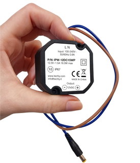 IP 67 12 V 1.5 A 18 W Plug 5.5 x 2.1 mm Black - Techly IPW- 12 DC 15 WP