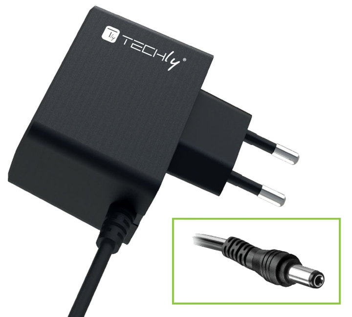 Alimentatore AC/DC 5V 1A Plug 5.5x2.1 mm Slim Nero - Techly IPW-5V1ATY2