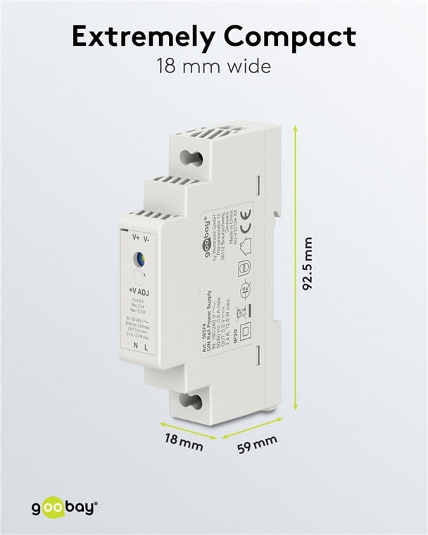Alimentatore su Guida DIN 5V 2,4A 12W - Goobay IPW-ADP-5V-12W