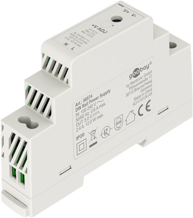 Alimentatore su Guida DIN 5V 2,4A 12W - Goobay IPW-ADP-5V-12W
