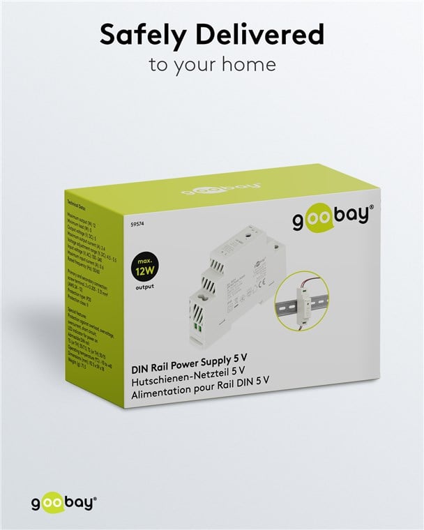 Alimentatore su Guida DIN 5V 2,4A 12W - Goobay IPW-ADP-5V-12W