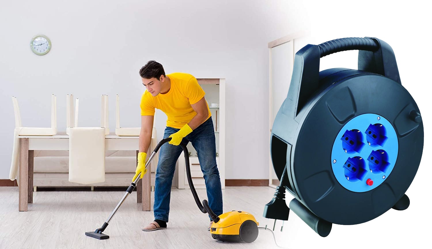 Prolunga Alimentazione Avvolgicavo 4 prese bipasso/Schuko 10m Protezione Termica - Techly IPW-AVV-10BT
