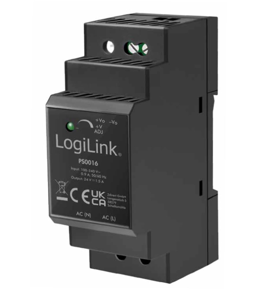Alimentatore su Guida DIN 24V 1,5A 36W - Logilink IPW-DIN-DC2436W