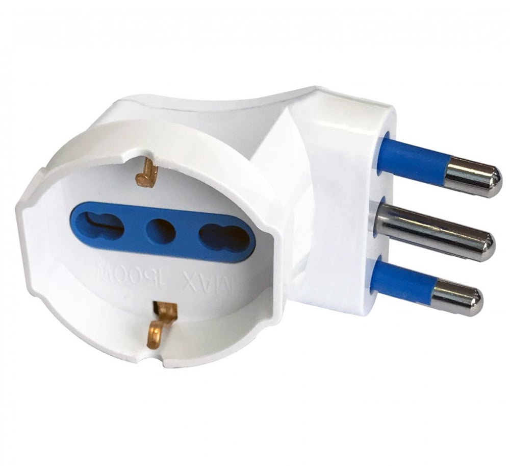 Adattatore spina 16A prese bipasso/Schuko 90° Bianco - Techly IPW-IC215ANGWT