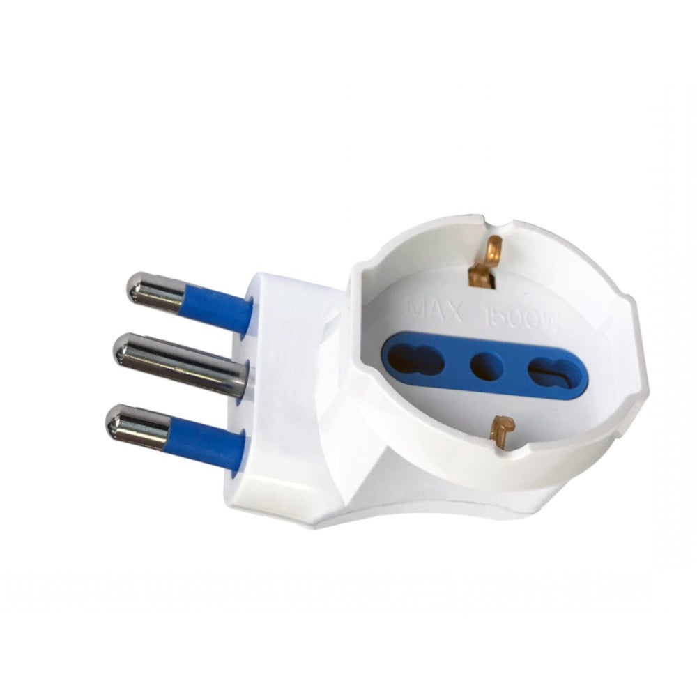 Adattatore spina 16A prese bipasso/Schuko 90° Bianco - Techly IPW-IC215ANGWT