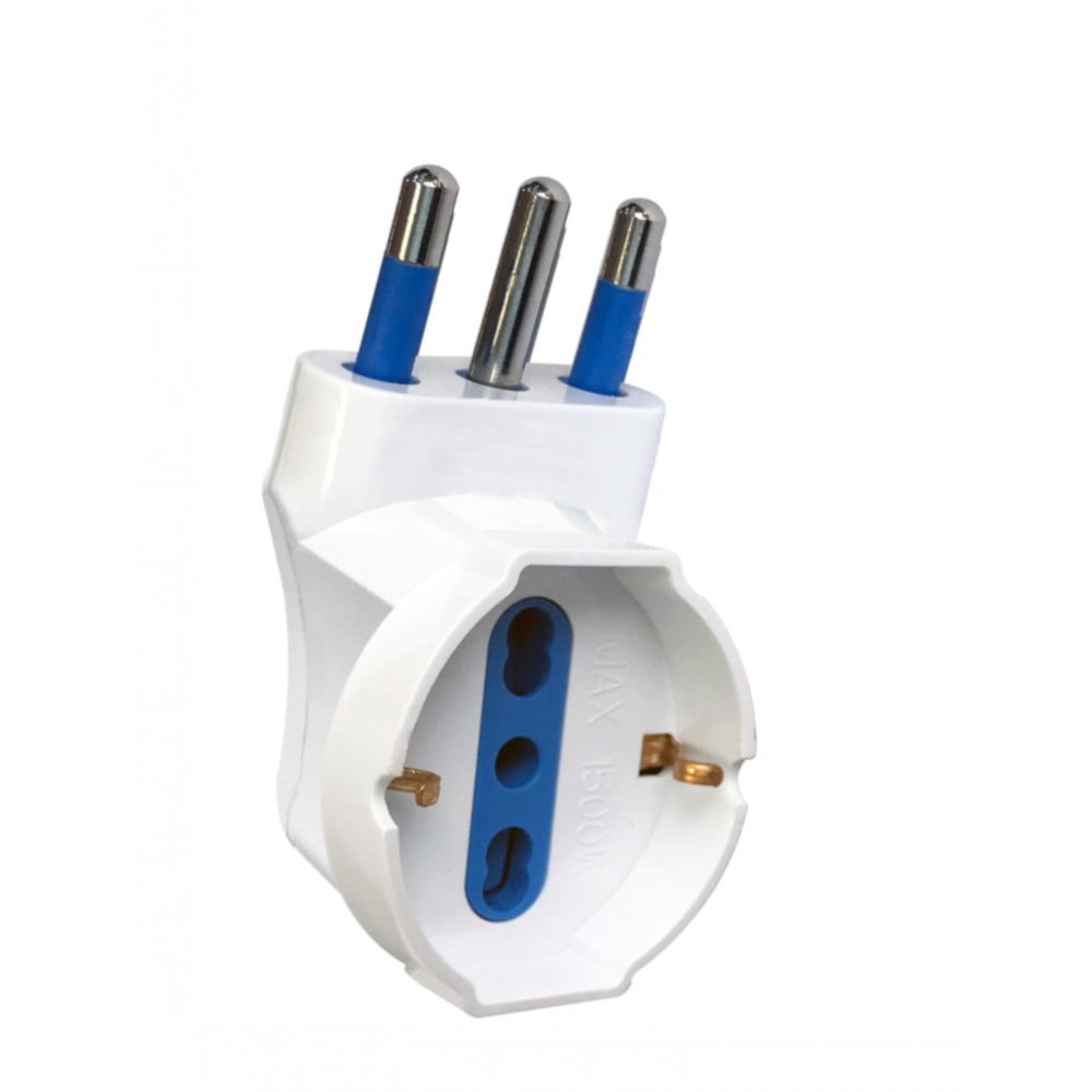 Adattatore spina 16A prese bipasso/Schuko 90° Bianco - Techly IPW-IC215ANGWT