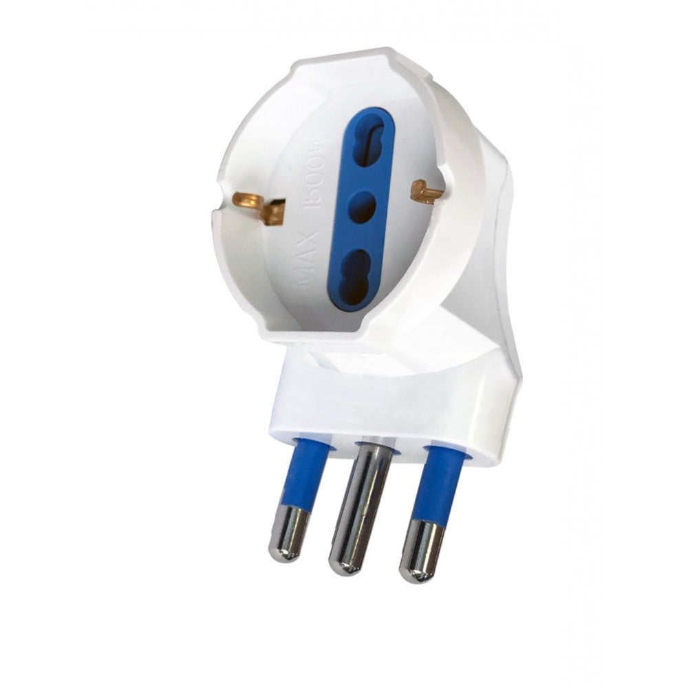 Adattatore spina 16A prese bipasso/Schuko 90° Bianco - Techly IPW-IC215ANGWT