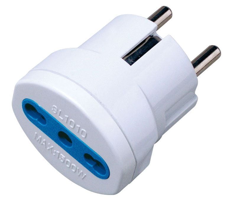 Adattatore spina Schuko a presa 10/16A Bianco - Techly IPW-IC216