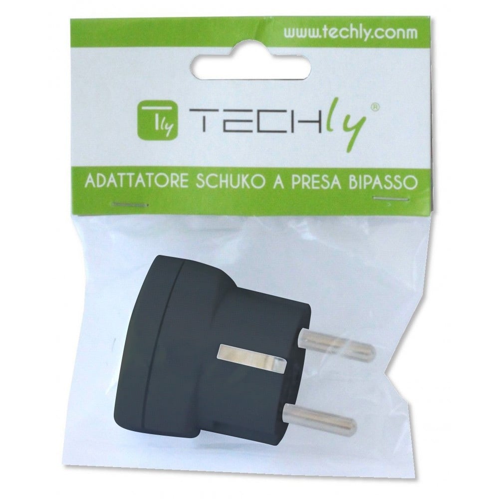 Adattatore spina Schuko a presa 10/16A Nero - Techly IPW-IC216BK