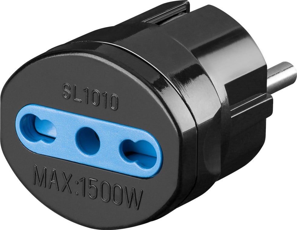 Adattatore spina Schuko a presa 10/16A Nero - Techly IPW-IC216BK