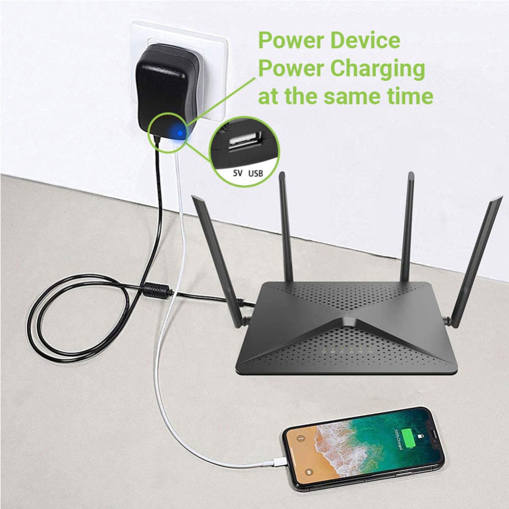 Alimentatore Universale Regolabile 12W AC/DC 3V-12V 1000 mA con 6 Spine DC Porta USB 1A - Techly IPW-NTS1000G2