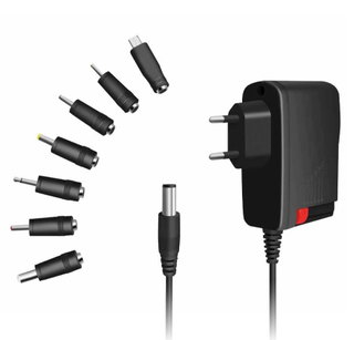 Universal Adjustable Power Supply 3 V- 12 V with 7 DC Plugs, Black - Logilink IPW-NTS 2000 - 7 T