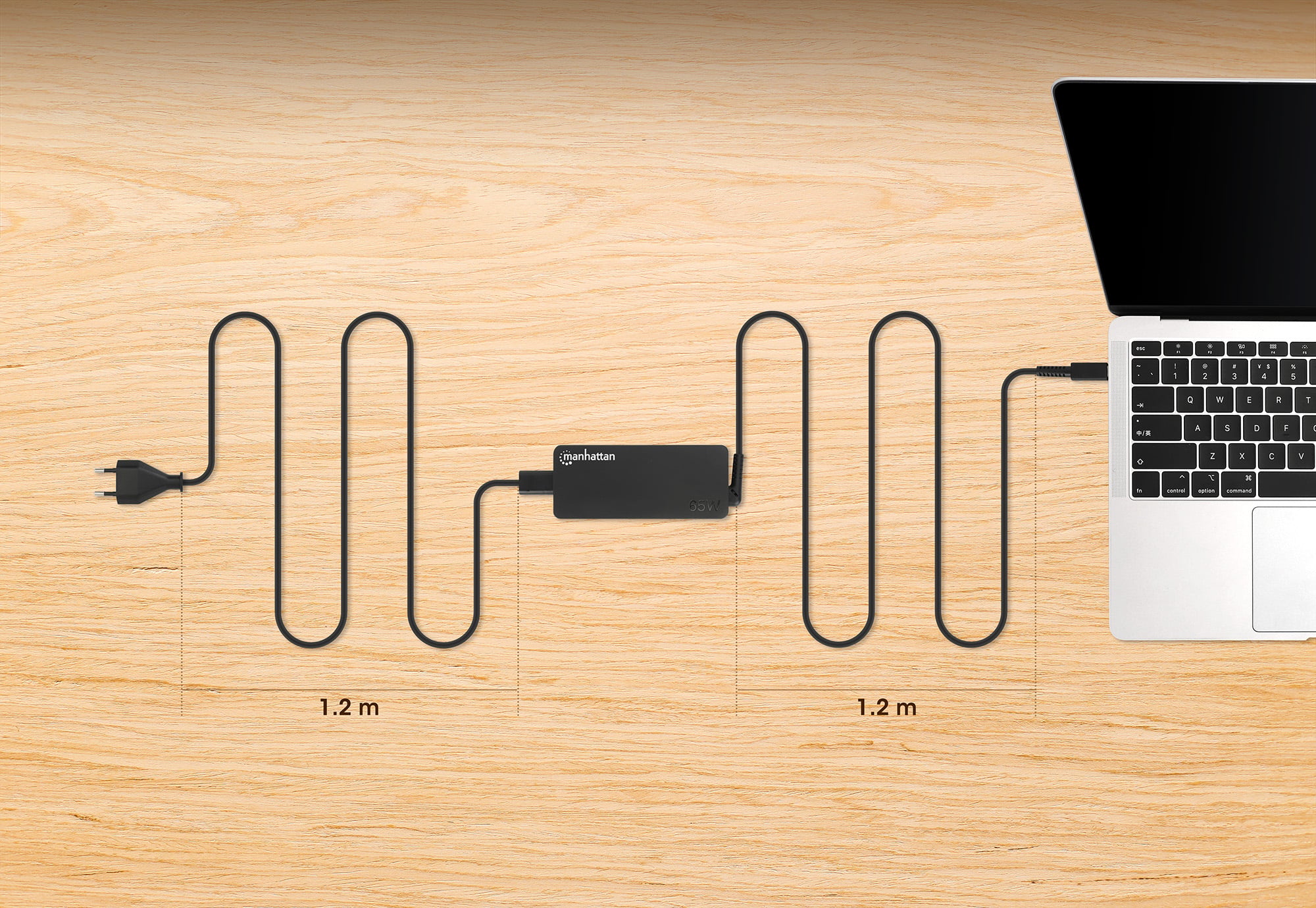 65 W USB-C Power Delivery Charger for Laptop - Manhattan IPW-NTS 65 WUSB-C
