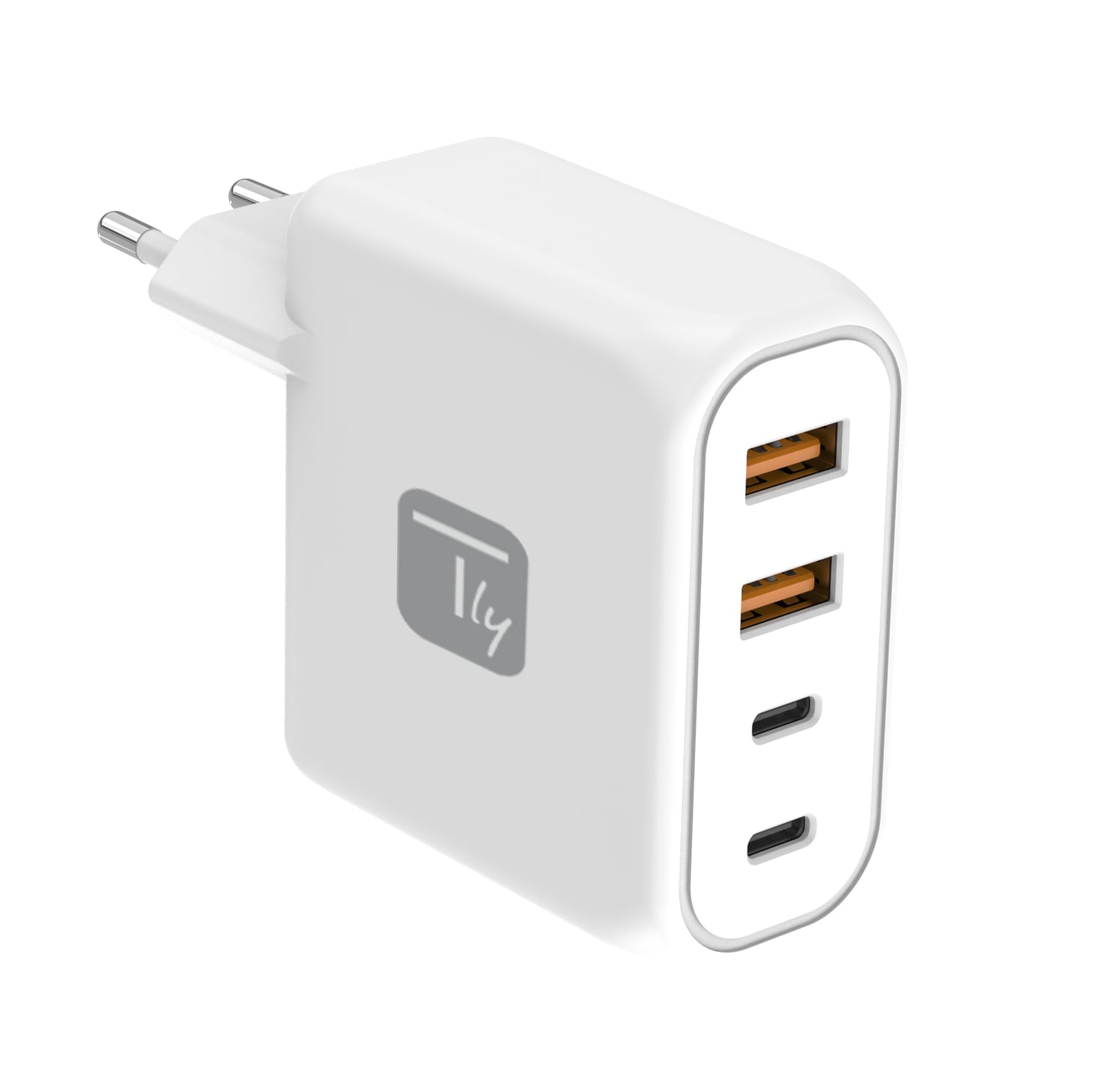 Caricatore Alimentatore 2 Porte USB-C™ e 2 Porte USB-A da Muro 100W per Smartphone o Tablet - Techly IPW-PD100W-2A2CW