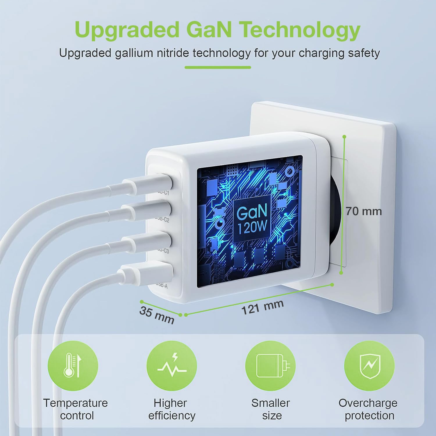 GAN 140 W 3 x USB-C + 1 x USB-A White - Techly IPW-PD 140 W-WH