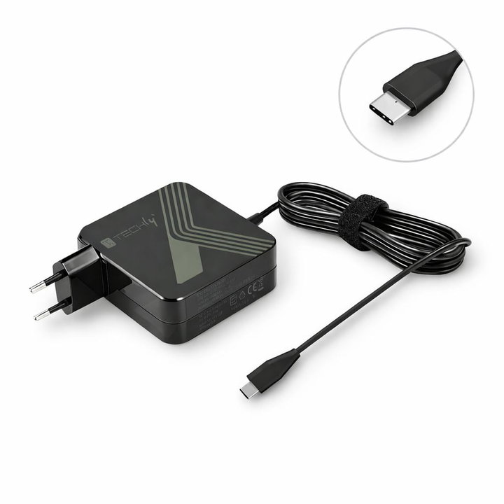 USB-C Power Delivery PD 3.0 65 W power supply for smartphones and notebooks - Techly IPW-PD 65 W-BK