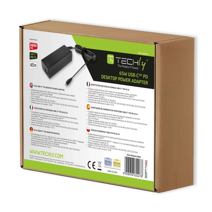 Power Delivery PD 3.0 65 W for Notebook - Techly IPW-PD 65 W-BKD