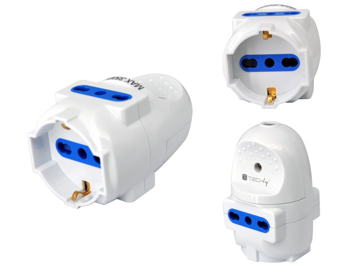 Multipresa Volante 1x 10/16A Schuko e 2x 10/16A Bipasso - Techly IPW-PR3UN-WT
