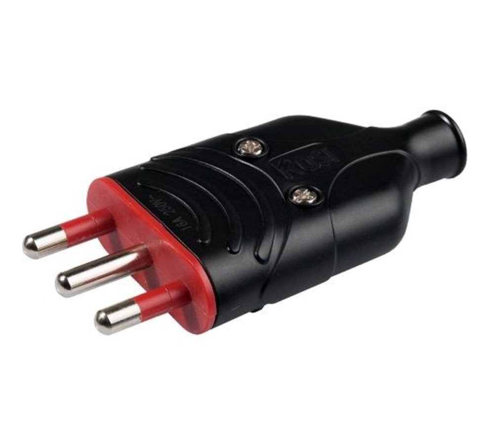 16 Rubber Mobile Plug A 2 P+T 250 V Black - Rosi IPW-RUB-SP 16 B