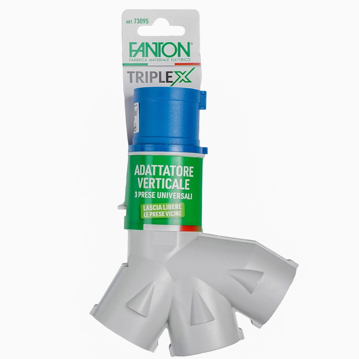 Adattatore Industriale Triplex da Spina Italiana 16A a 3 Prese Bipasso Schuko - FME IPW-SP-7309
