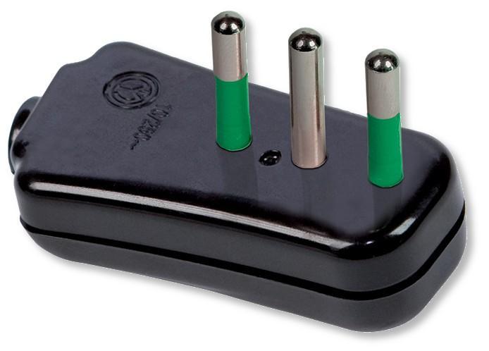 Spina ribassata 2P+T 10A Nero - FME IPW-SP10-B9