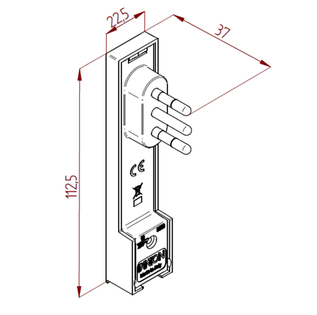 Italian Plug 10 A 2 P+T Space Saver Super Thin Disassembled Black Angle - FME IPW-SP 10 -CL 10 B